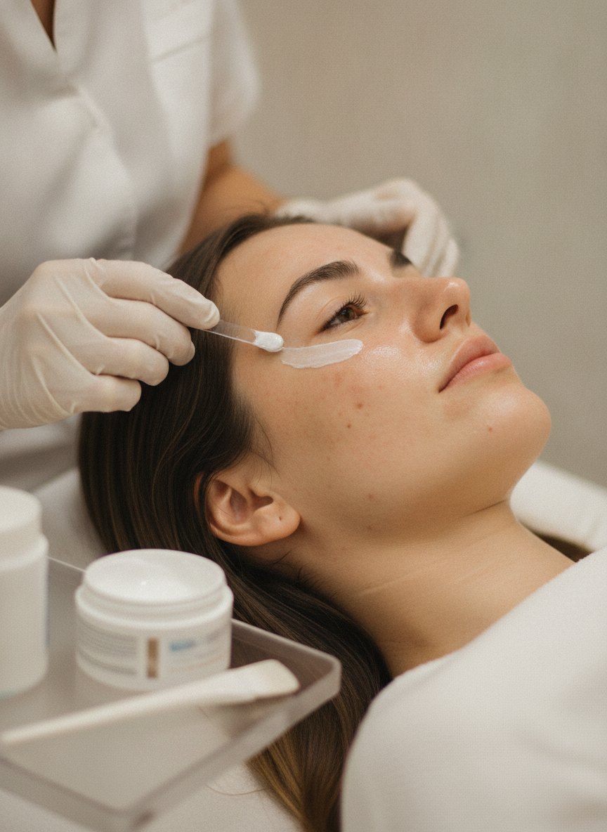 o atendimento de Tratamento para melasma e manchas acontecendo, visto de lado