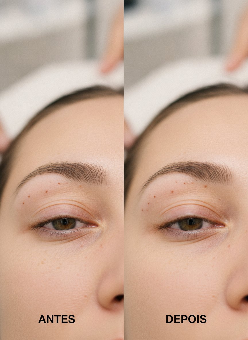 o resultado de Antes e depois, visto de perto Blefaroplastia sem cortes
